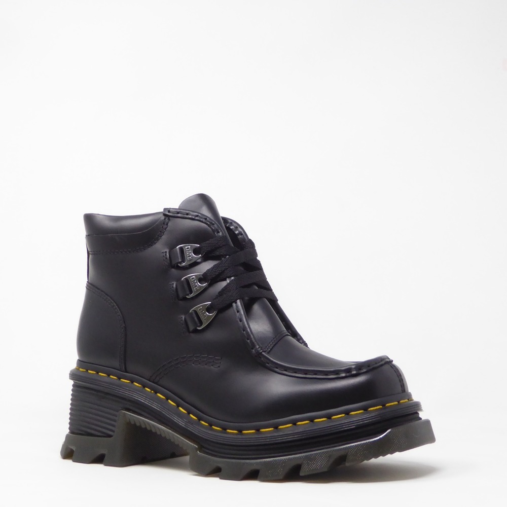 NEW Dr. Martens Womens Corran 3-Eye Atlas Leather Boots Black Platform Size 10